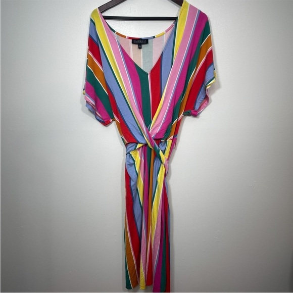 Eloquii Colorful Striped Wrap Around Dress - Picture 4 of 7